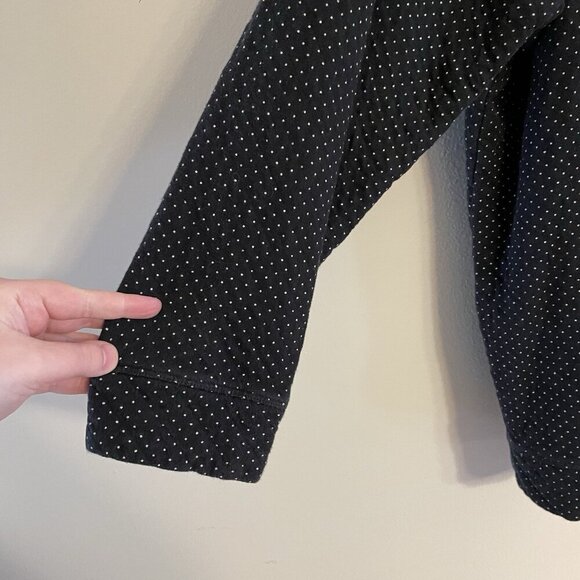 Lands End Womn 2X Black White Polka Dot Quilted Crewneck Pullover Sweatshirt Top - Picture 3 of 10